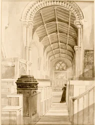 Igreja de Santo André (Interior) (tinta (preta) no papel (no cartão))