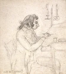 J. M. W. Turner At A Drawing Table; Verso: Sra. Monro Asleep (lápis sobre papel deitado fora de branco)