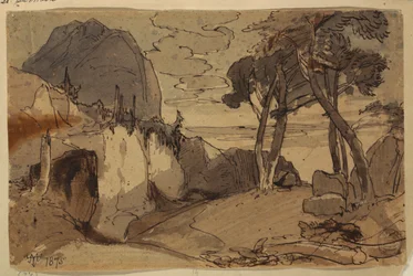 Desenho, Estrada numa paisagem de montanha, 1875