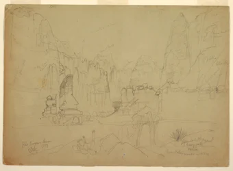 Desenho, O Canyon do Rio Virgin, Utah do Sul, 1873