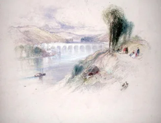 O rio Schuylkill (lápis e aguarela sobre papel)