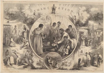 Emancipação dos negros - O passado e o futuro, de Harpers Weekly, 24 de janeiro de 1863.