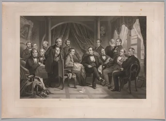 Washington Irving e seus amigos literários em Sunnyside, 1864.