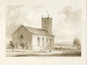 (Inferior) Igreja Gornal: desenho em sépia