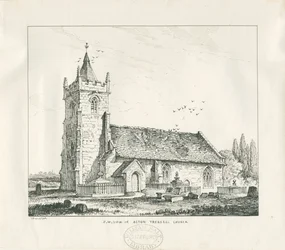 Igreja Acton Trussell: desenho a bico de pena, 1838