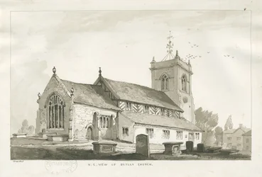 Igreja de Betley: desenho em sépia, 1838