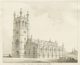 Burslem - Igreja de São Paulo: desenho a caneta e lavagem