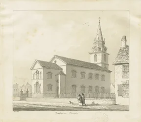 Igreja Darlaston: desenho em sépia, 1836