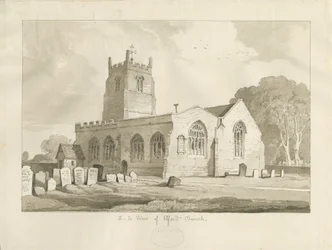Igreja de Elford: desenho em sépia, 1837