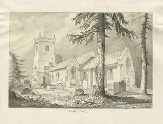 Igreja Enville: desenho sépia, 1837