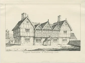 Newborough Hall: desenho a caneta, 1836