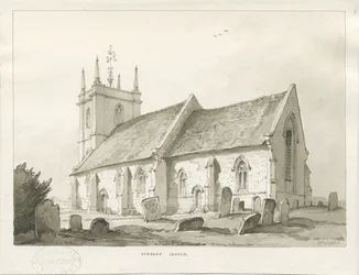 Igreja de Norbury: desenho em sépia