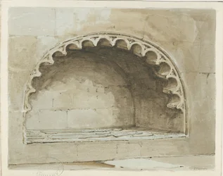 Igreja Penkridge - Monumento na Parede Sul: pintura em aquarela, nd [1817-1845] (pintura)