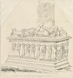 Igreja de Seighford - Tumba de William e Mercy Bowyer: desenho a caneta e tinta