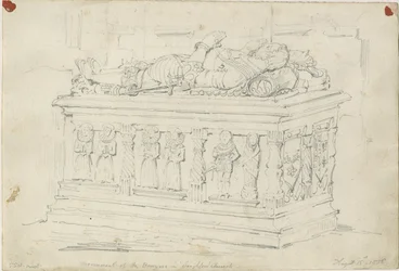 Igreja de Seighford - Tumba de William e Mercy Bowyer: desenho a lápis