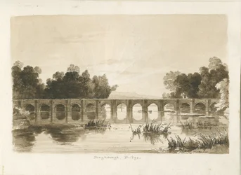 Ponte de Shugborough: desenho sépia