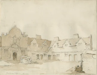 Stafford - Alms Houses: desenho a caneta, 1837