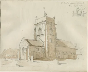 Stafford - Igreja de São Chade: desenho a caneta e lavagem