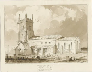 Igreja de Stoke-upon-Trent [Antiga]: desenho em sépia, 1841