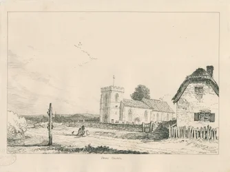 Igreja de Stowe: desenho a caneta e tinta