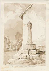 Talke - Ancient Market Cross: desenho em sépia