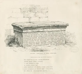 Tixall Church Yard - Table Tomb: desenho a pena e tinta