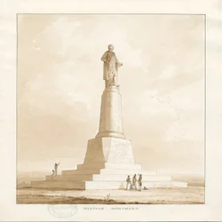 Trentham - Monumento ao Duque de Sutherland: desenho a caneta e lavagem, 1838
