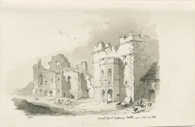 Tutbury Castle - Court Yard: pen and wash drawing, 27 de novembro de 1837