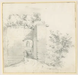 Castelo Tutbury - Portal de entrada: desenho a lápis, sd [ Séc. 19] (desenho)
