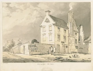 Wednesdayfield - "Old Hall": desenho em sépia, caneta e tonalidade, 1837