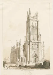 West Bromwich Church - &39;Christ Church&39;: desenho em sépia