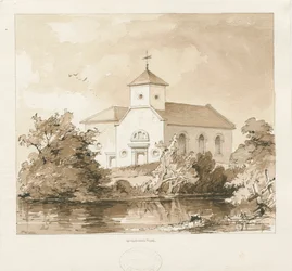 Igreja de Wigginton: desenho em sépia, 1841