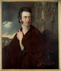 Retrato presumido de Lord Byron (1788 - 1824) Poeta britânico. Pintura de Thomas Phillips (1770 - 1845) Ec. Ang.