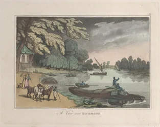 Uma vista perto de Richmond, de Sketches from Nature, 1822., 1822. Criadores: Thomas Rowlandson, Joseph Constantine Stadler.