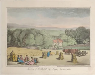 A Sede de M. Mitchell Esq. Hengar, Cornualha, de Sketches from Nature, 1822., 1822. Criadores: Thomas Rowlandson, Joseph Constantine Stadler.