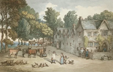 Uma fazenda em Hengar, Cornwall, 1803 (wc, caneta e tinta no papel)