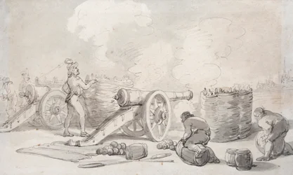 Uma divisão de artilharia francesa em ação (aguarela)