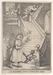 A Maiden Aunt Smelling Fire, [1º de maio de 1806], reeditado em 1º de maio de..., [1º de maio de 1806], reeditado em 1º de maio de 1812.