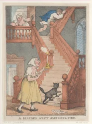 A Maiden Aunt Smelling Fire, [1º de maio de 1806], reeditado em 1º de maio de 1806, reeditado em 1º de maio de 1812.