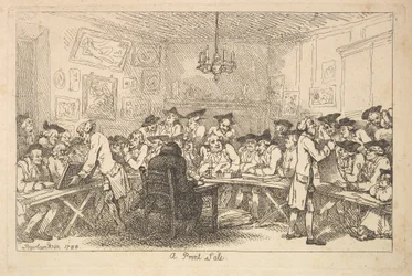 Uma venda de impressão - um leilão noturno, 1788.