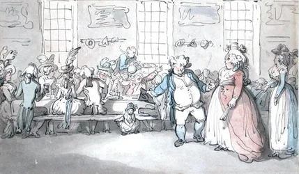 Um café da manhã público (caneta e tinta e aquarela sobre papel)