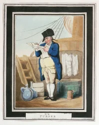 Um capitão de navio, na Marinha Real do século XVIII, para atingir este posto, um homem tinha de ter servido pelo menos um ano como secretário do capitão, para escrever o correio e o diário de bordo, o comissário era responsável pelas reservas do armazém d