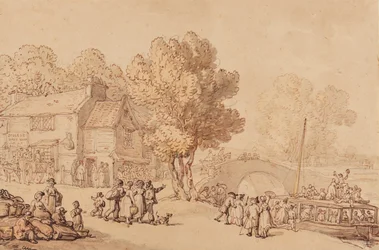 Embarcando em um Ferry Boat, c.1810 (lápis, tinta, pincel e wc no papel)