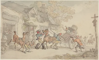 Troca de cavalos numa estalagem na França