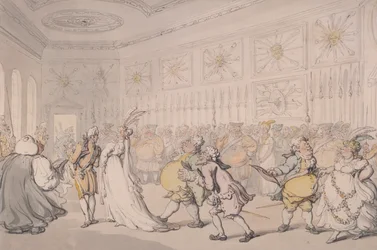 Cortesãos passando pela Câmara da Guarda, Palácio de St James, Londres, c1808