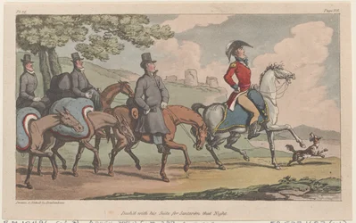 Fugiu com sua suíte para Santarém naquela noite, de The Military Adventures of Johnny New..., 1815.