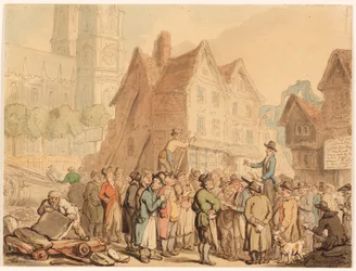 Demolição de casas antigas ao norte da Abadia de Westminster