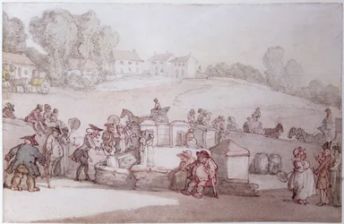 Dr Syntax no Harrogate Spa (caneta, wc e lápis no papel)