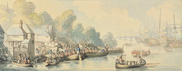 Embarque em Southampton em 20 de junho, após a ação de Lord Howe - Versão B, c.1794 (com caneta e tinta sobre grafite em papel de capa)
