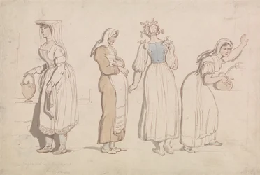 Quatro mulheres junto a um poço em Roma